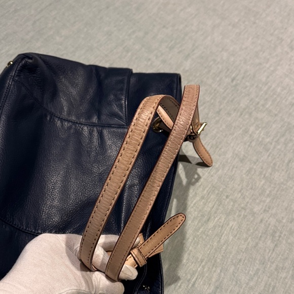 Michael Kors Dark Blue Tote with Tan Straps - Picture 13 of 13